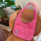 Solid Corduroy Bag Large Capacity Shopping Tote Handbags