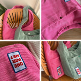 Solid Corduroy Bag Large Capacity Shopping Tote Handbags
