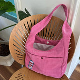 Solid Corduroy Bag Large Capacity Shopping Tote Handbags