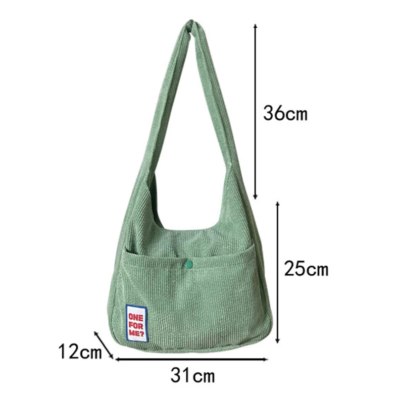 Solid Corduroy Bag Large Capacity Shopping Tote Handbags
