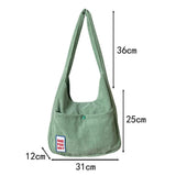Solid Corduroy Bag Large Capacity Shopping Tote Handbags