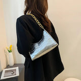 Women Solid PU Leather Handbags Totes Lady Daily Shopping Chain Shoulder Bags