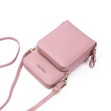 Women Solid Soft Leather Shoulder Bag Multi-function Zipper Messenger