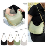 Women Solid Subaxillary Bags Ladies Single Strap Chain Shopping Handbags
