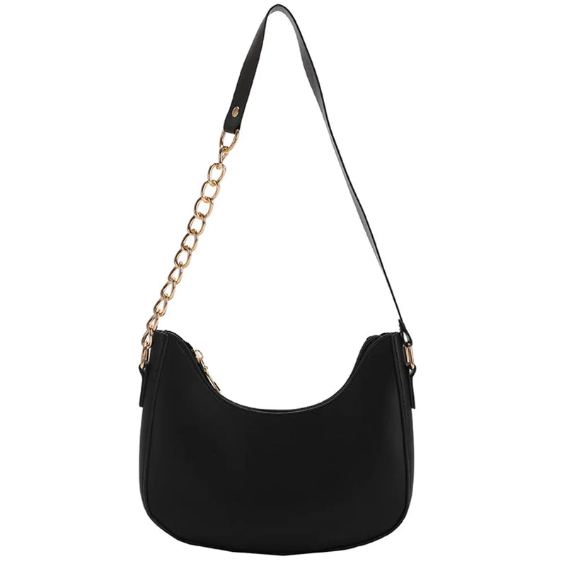 Women Solid Subaxillary Bags Ladies Single Strap Chain Shopping Handbags