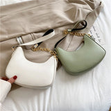 Women Solid Subaxillary Bags Ladies Single Strap Chain Shopping Handbags