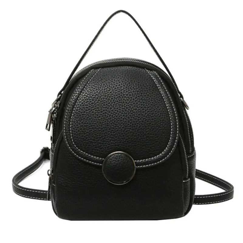 Solid Zipper Mini Backpack Soft Faux Leather Handbag Satchel Bag