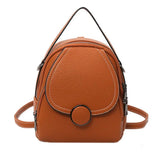 Solid Zipper Mini Backpack Soft Faux Leather Handbag Satchel Bag