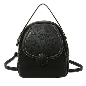 Women Solid Zipper Mini Backpack Soft Faux Leather Handbag