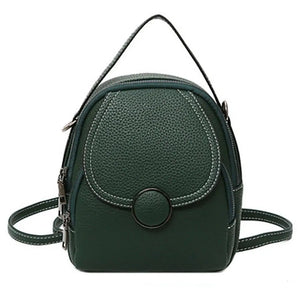 Women Solid Zipper Mini Backpack Soft Faux Leather Handbag