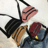 Women Solid Waist Fanny Pack Zipper Waist Bag Chest Tote Purse