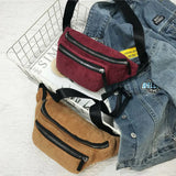 Women Solid Waist Fanny Pack Zipper Waist Bag Chest Tote Purse