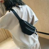 Women Solid Waist Fanny Pack Zipper Waist Bag Chest Tote Purse