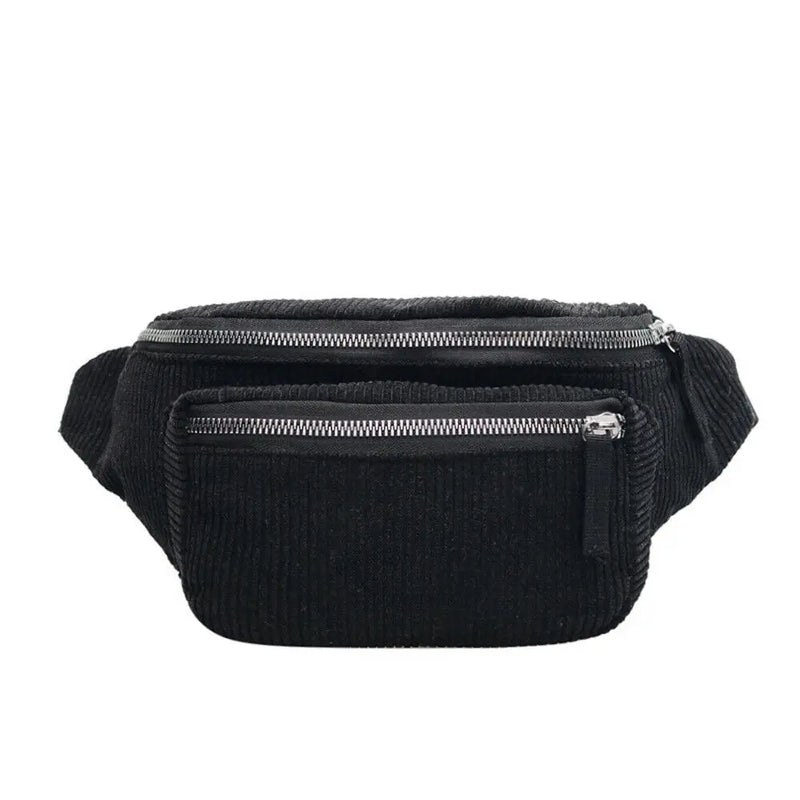 Women Solid Waist Fanny Pack Zipper Waist Bag Chest Tote Purse
