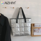 Women Space Padded Quilted Top-handle Bag Large Capacity Handbag