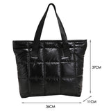 Women Space Padded Nylon Top-handle Bag Solid Zipper Handbag
