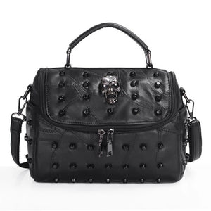 Split Leather Messenger Rivet Skull Tote Handbag Crossbody Satchel Purse