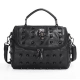 Split Leather Messenger Rivet Skull Tote Handbag Crossbody Satchel Purse
