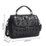Split Leather Messenger Rivet Skull Tote Handbag Crossbody Satchel Purse