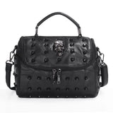 Split Leather Messenger Rivet Skull Tote Handbag Crossbody Satchel Purse