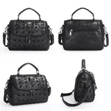 Split Leather Messenger Rivet Skull Tote Handbag Crossbody Satchel Purse