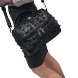 Skull Tote Crossbody Bag Split Leather Satchel Purse