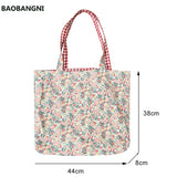 Women Spring Floral Plaid Print Handbags Casual Shoulder Bags