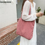 Women Spring Floral Plaid Print Handbags Casual Shoulder Bags