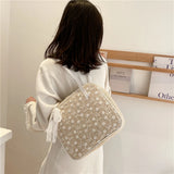 Women Lace Flower Shoulder Underarm Bags Straw Woven Handbags
