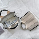 Canvas Striped Shoulder Bag Large Capacity Mommy Portable Handbags