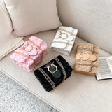 Deer Head Pattern Plush Crossbody Bag with Chain Strap