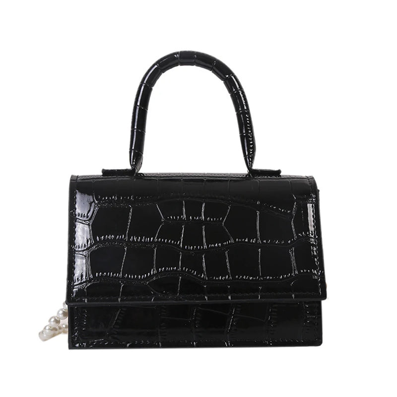 Women Stone Pattern Crossbody Bags Beads Chain Shoulder Handbag