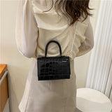 Women Stone Pattern Crossbody Bags Beads Chain Shoulder Handbag