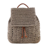 Straw Backpack Shoulders Bag Woven Casual Beach Top Handle Bag for Women