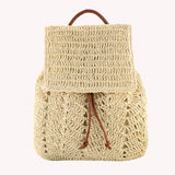 Straw Backpack Beach Top Handle Bag Casual Woven Shoulder Bag