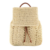 Straw Backpack Beach Top Handle Bag Casual Woven Shoulder Bag