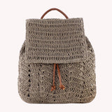 Straw Backpack Beach Top Handle Bag Casual Woven Shoulder Bag