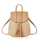Women Straw Backpacks Hand Woven School Bags Casual Summer Bags