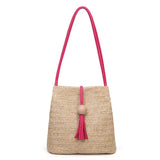 Women Straw Bag Bohemian Rattan Beach Handbag Kintted Crossbody Bucket Bags