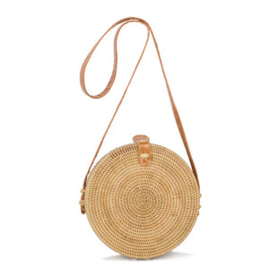 Bohemian Beach Handbags Small Circle Rattan Shoulder Bag