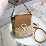 Women Straw Bags Small Bucket Bag Woven Summer Crossbody Bags