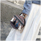 Bohemian Round Rattan Woven Beach Shoulder Bag