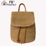 Women Straw Beach Shoulder Backpack Summer Beach Hand-Woven