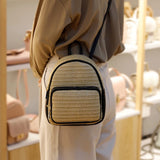 Women Straw Beach Backpack Summer Boho Woven Leather Purse Bags