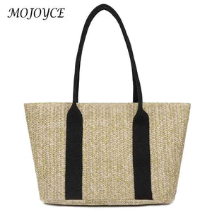 Straw Female Clutch Large Capacity Armpit Bag for Lady with Zipper