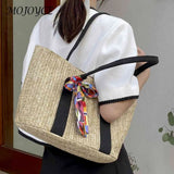 Straw Female Clutch Large Capacity Armpit Bag for Lady with Zipper