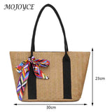 Straw Female Clutch Large Capacity Armpit Bag with Zipper for Lady