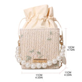 Women Straw Purses with Peral Chain Crossbody Bags