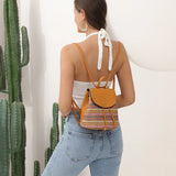 Embroidered Straw Shoulder Backpack Boho Beach Woven Schoolbags