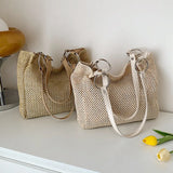 Retro Large Capacity Straw Shoulder Bag for Women